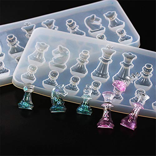 International Chess Shape Clay Mold, Epoxy Resin, Pendant Silicone Mold with Jewelry Molds,Earring Necklace Making and DIY Craft Making,Fondant Candy Mold - Thumbnail 6
