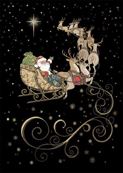 Bug Art Christmas Cards Pack of 8 - Santa's Team Embossed with Foil Details - Eco-Friendly & Recyclable