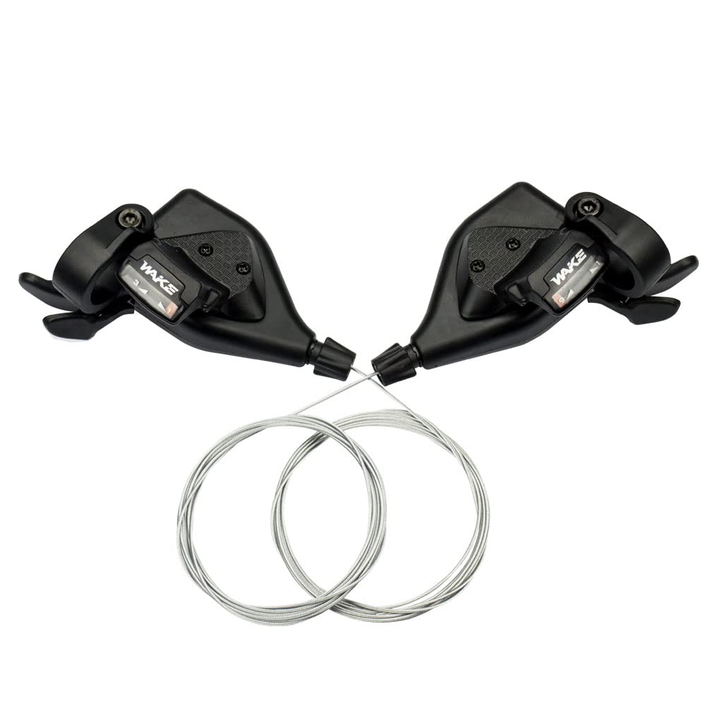 FOMTOR 3x8/9/10 Bike Shifters Set 24/27/30 Speed Mountain Shifter Left Right Shifter with Cables for Mountain Bike Folding Bike (1 Pair) (3x9 27Speed)
