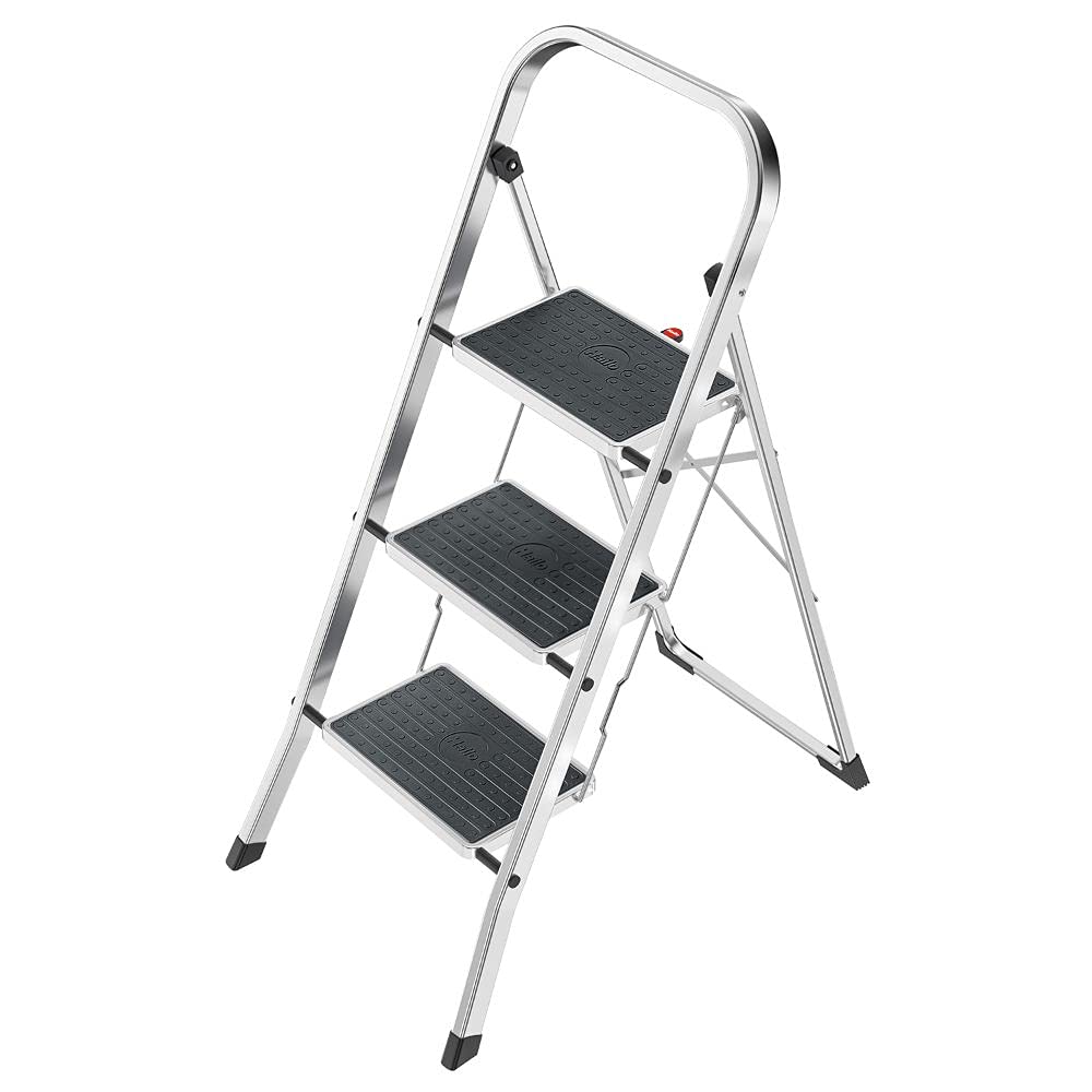 Hailo K30 150 kg Capacity Aluminium Household Steps (3 Steps) ,Black, Stainless Steel,4393-801