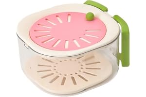 Vegetable and Fruit Washing Drain Basket with Rotatable Lid & Folding Handle – PP+PET Colander Bowl for Kitchen Storage, Past