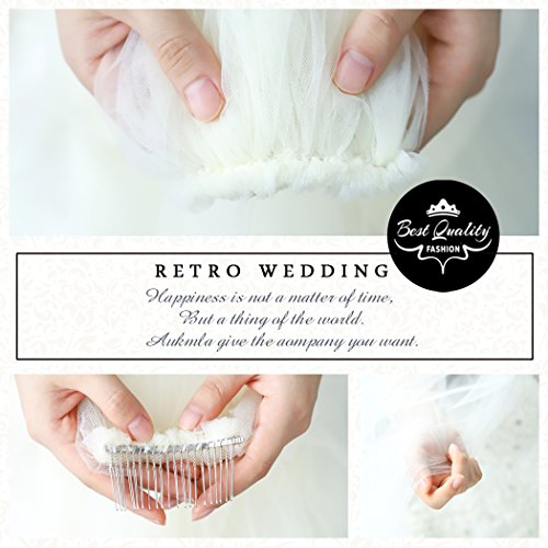 Barogirl Wedding Veil Comb Bridal Cathedral Veil 1 Tier Drop Veil Wedding Rhinestones Hair Comb for Brides, 118 Inches (White)