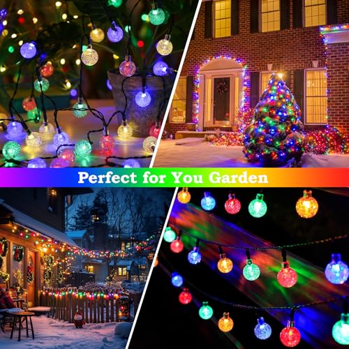 Realky 18M 100 LED Outdoor Solar String Lights with 8 Modes and Memory Function, IP65 Waterproof, Decorative Lights for Terrace, Balcony, Gazebo, Party (Multicolor)