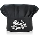 ZBBFSCSB Queen Funny Chef Hat Black Fully Adjustable, Baking Party Gifts for Woman Sister Mom Daughter, Mother's Day Gifts