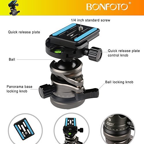Camera Tripod ,BONFOTO Carbon Fiber Travel B674C Tripod Lightweight Heavy Duty Portable with 1/4\