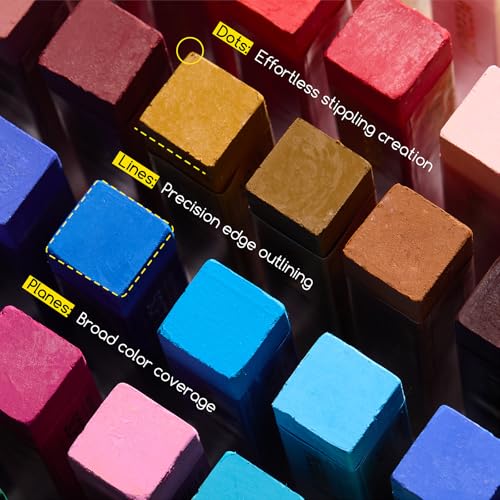 MEEDEN Pasteles al óleo suaves para artistas: 48 colores con 2 pasteles al óleo cuadrados blancos y 2 negros adicionales para artistas, adultos, crayones de pastel al óleo profesionales para mezclar