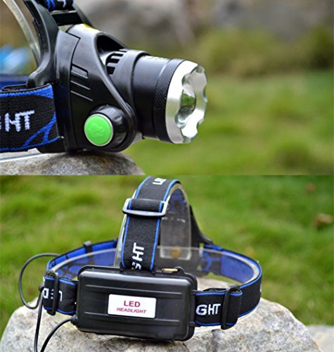 Lightess Headlamp LED Headlight Rechargeable Zoomable Head Lamp Waterproof Hand Free Torch Light