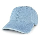 Low Profile Unstructured Denim Garment Washed Baseball Cap (One Size, Light Blue)