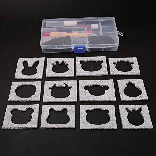 Bicaquu DIY Handcraft Wool Felting Tool Set Needle Felting Craft with 12 Mold Scissors Awl Tool Kits