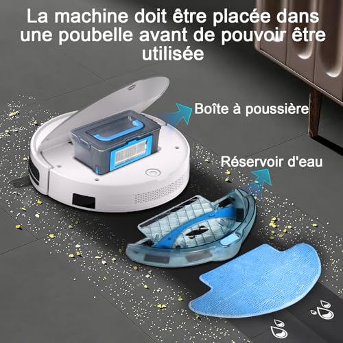 Yigars 2026 Robot Aspirapolvere Lavapavimenti 2in1 Spazza, Aspira, Robot Aspirapolvere con Fino a 5500Pa 7,8cm Ultra Sottile App/Alexa Ideale per Pulizia Domestica/Peli Animali-White