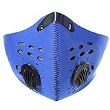 Activated Carbon Filtration Dustproof Mask, Bicycle Cotton Mask Anti Pollution, PM 2.5 Respirator With Filter Filtration Cotton Sheet Valves Exhaust Gas Anti Pollen Allergy for Running Cycling (blue)