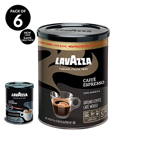 Lavazza Caffe Espresso Ground Coffee Blend, Medium Roast, 8Ounce Cans