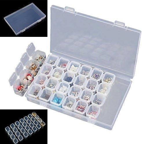 COOLOOdirect 28 Grids Diamond Embroidery Box Diamond Painting Accessory Storage Box for DIY Art Craft 6.9'' X 4.3''
