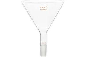 XCD Glass Powder Funnel, OD 150 mm, Transparent, Borosilicate Glass, Short Stem, 24/40 Joint