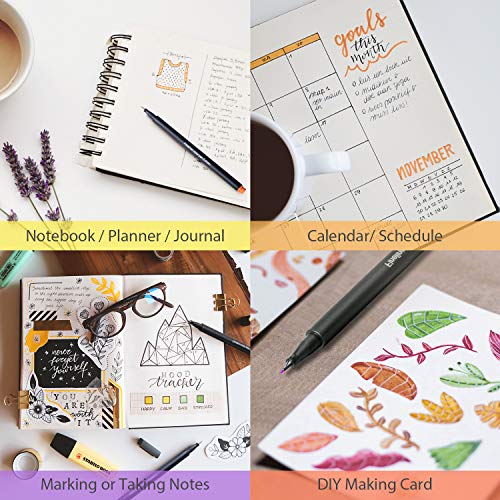 Journal Planner Pens, Arcobis 12 Fineliner Color Pens Fine Point Marker Pens Fine Line Drawing Writing Pen for Journal Planner Note Calendar Coloring Office School Supplies Art Projects