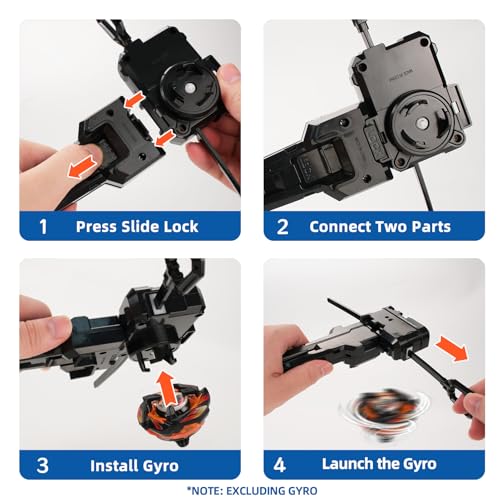 X Winder Launcher, with X Grip for Easy Control,Battling Gyro Accessories(Black)