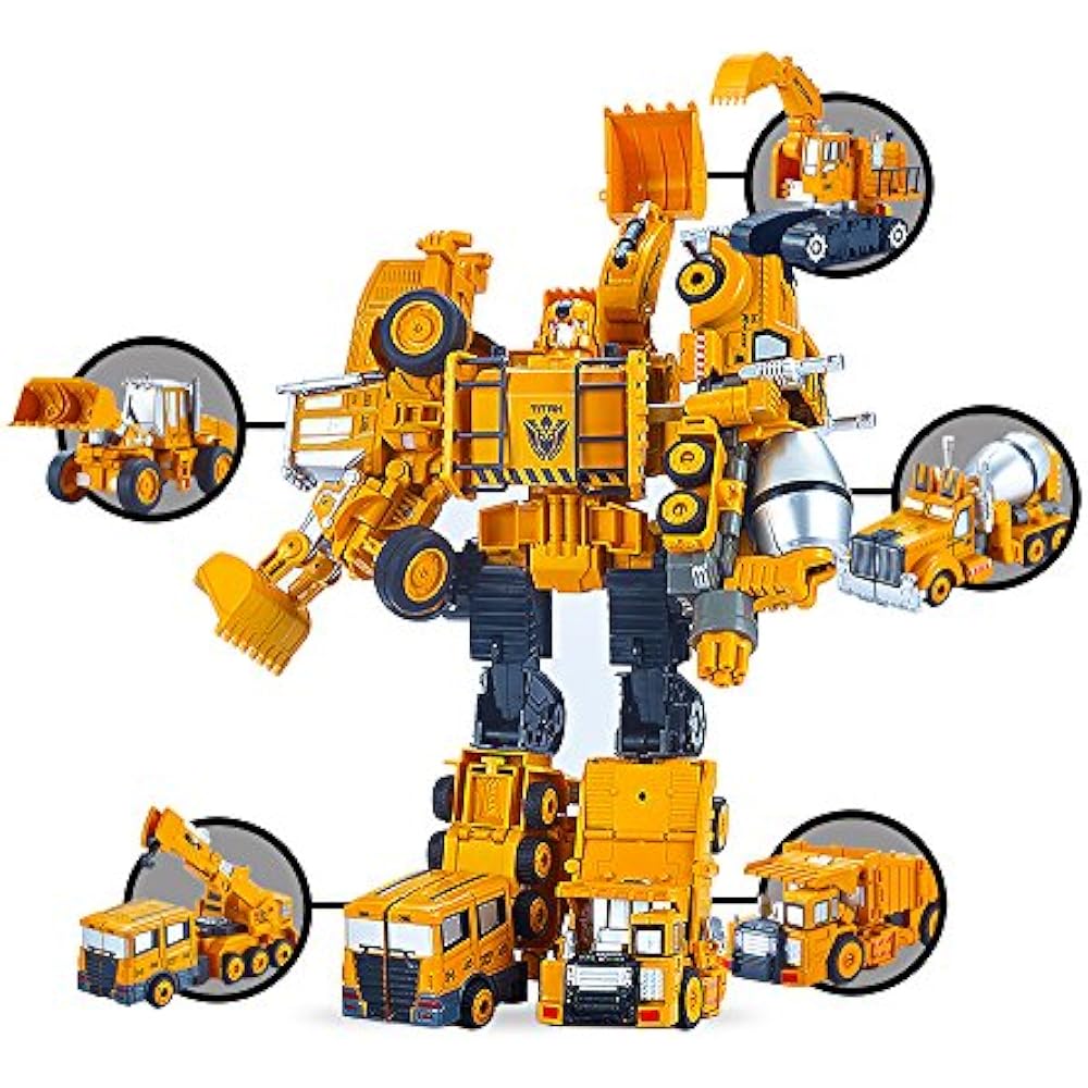 5 Action Figures Pack TransTruck Transform Tractor Robot Combine Into 1