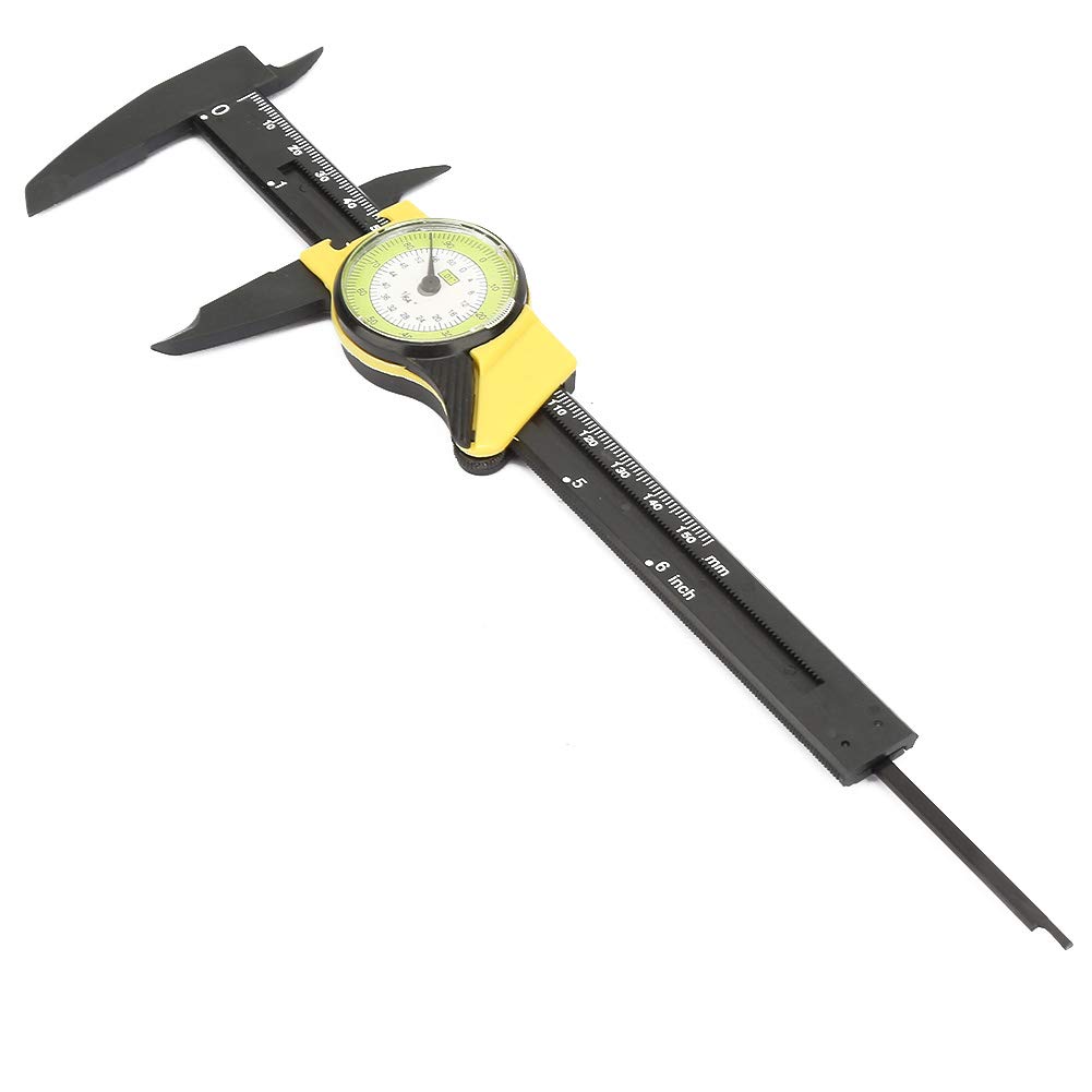Photo 1 of 0-150Mm Plastic Dial Vernier, Caliper Measuring Tool Plastic Dial Caliper Caliper Ruler Roofessional Measure Tool (Yellow (Imperial))