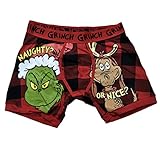 Dr Seuss Mens Boxer Briefs Grinch Who Stole Christmas & Max Plaid Print