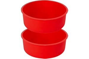 Garvee 2Pcs 6 Inch Round Silicone Cake Molds, Non-Stick & Quick Release Baking Pans, Reusable Silicone Molds for Layer Cakes,