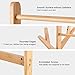 LANGRIA Single Rail Bamboo Garment Rack with 8 Side Hook Tree Stand Coat Hanger and Four Stable Leveling Feet for Jacket, Umbrella, Clothes, Hats, Scarf, and Handbags (Natural Wood Finish)