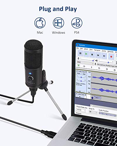 USB Microphone, Piy Painting Cardioid Recording Microphone, 192kHz/24bit Condenser Mic Compatible with PC Laptop Mac Windows, Plug&Play Computer Microphone for Podcasting, Gaming, Streaming-D08