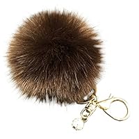 Sikye Faux Fur Pom Pom Keychain for Handbag Decoration,Cell Phone, Car Keyring, Purse Charm Fluffy Puff Ball (Dark Coffee)