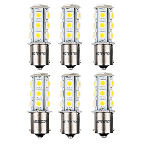 HOTSYSTEM 1156 1141 LED Light Bulbs DC12V P21W BA15S 18-5050SMD for Car RV SUV Camper Trailer Trunk Interior Reversing Backup Tail Turn Signal Corner Parking Side Marker Lights(Warm White,Pack of 6)