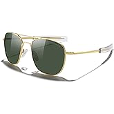 MERRY'S Classic Square Aviator Military Polarized Sunglasses for Men or Women S8636