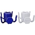 AMMSUN 2 Pack Beach Umbrella Hanging Hook, 4-prongs Plastic Umbrella Hook Hanging for Towels/Hats/Clothes/Camera/Sunglasses/Bags, Fit for Beach,Camping Trips Blue wihte