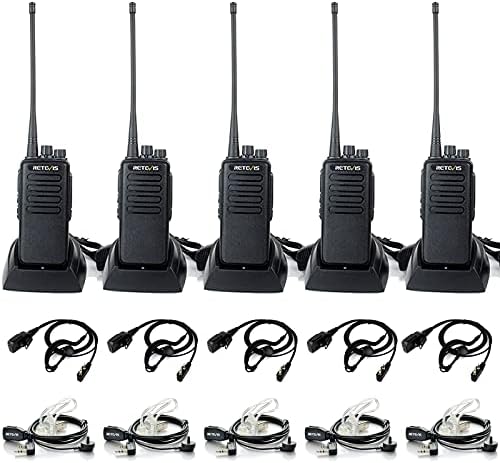 Retevis RT1 2 Way Radios Walkie Talkies Long Range,High Power Two Way Radios Rechargeable,with Earpiece,3000mAh Battery, Rugged, Emergency Alarm,for Adult Construction Warehouse Industry(5 Pack): Electronics