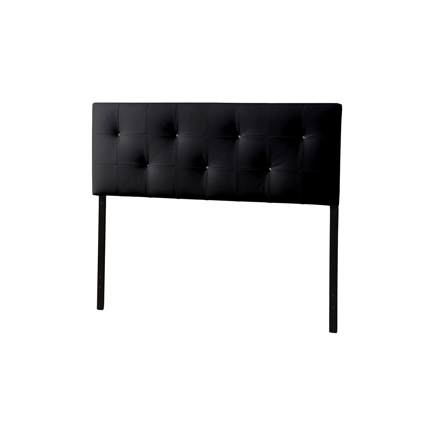 Baxton Studio Wholesale Interiors Dalini Modern and Contemporary Faux Leather Headboard with Faux Crystal Buttons, King, Black