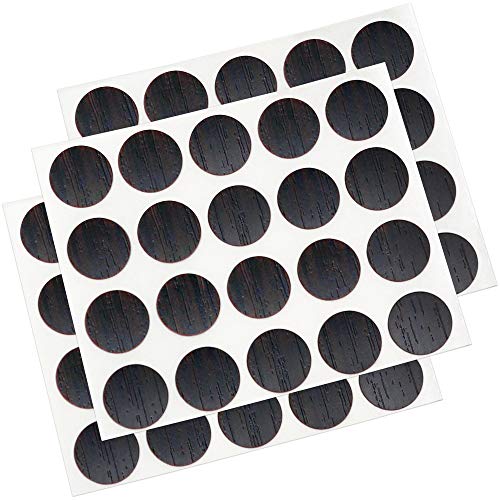 Adsamm® / 60 x caches adhésifs pour tête de vis / wengé / Ø 13 mm / rond / caches autocollants avec fine épaisseur 0,45 mm, d'Adsamm®