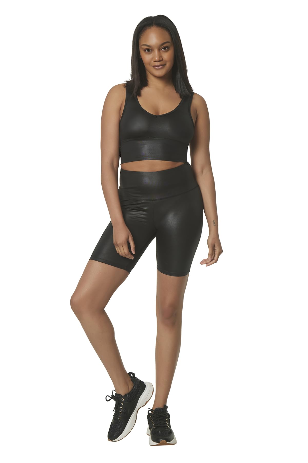 Photo 1 of Andrew Marc Sport Women's Sleeveless Sporty Knit Cropped Tank, Black Liquid