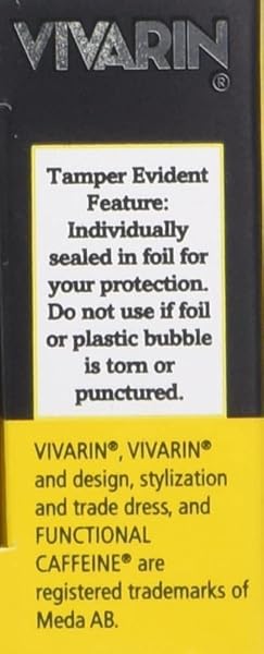 VIVARIN, CAFFEINE PILLS, 200MG CAFFEINE PER DOSE, SAFELY AND EFFECTIVELY HELPS YOU STAY AWAKE, NO SUGAR, CALORIES OR HIDDEN INGREDIENTS, ENERGY SUPPLEMENT, 16 TABLETS