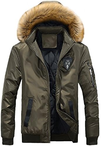 TAPOO Men's Warm Hooded Cotton Coat Casual Outdoor Jacket (Army Green, XXL)
