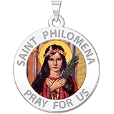 PicturesOnGold.com Saint Philomena Color - Available in Solid 10K And14K Yellow or White Gold, or Sterling Silver