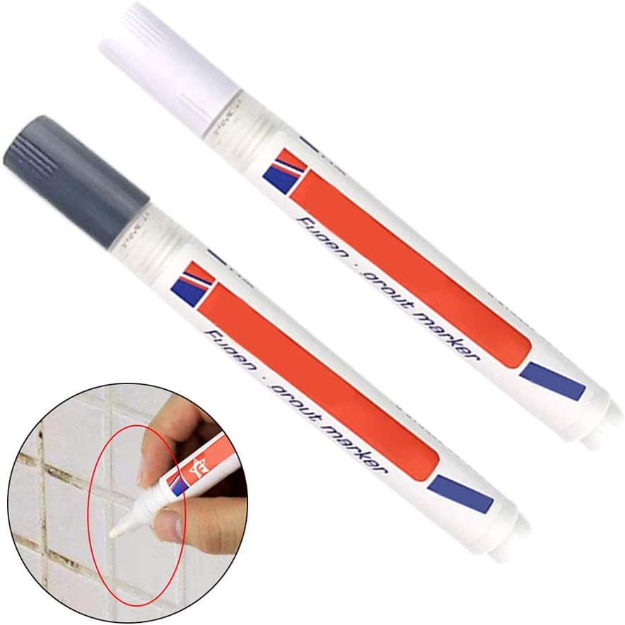 2pcs Non-Toxic Tile Repair Pen Tile Refill Grout Pen Waterproof Mouldproof Filling Agents Wall Porcelain Bathroom Paint Cleaner(2pcs,White)
