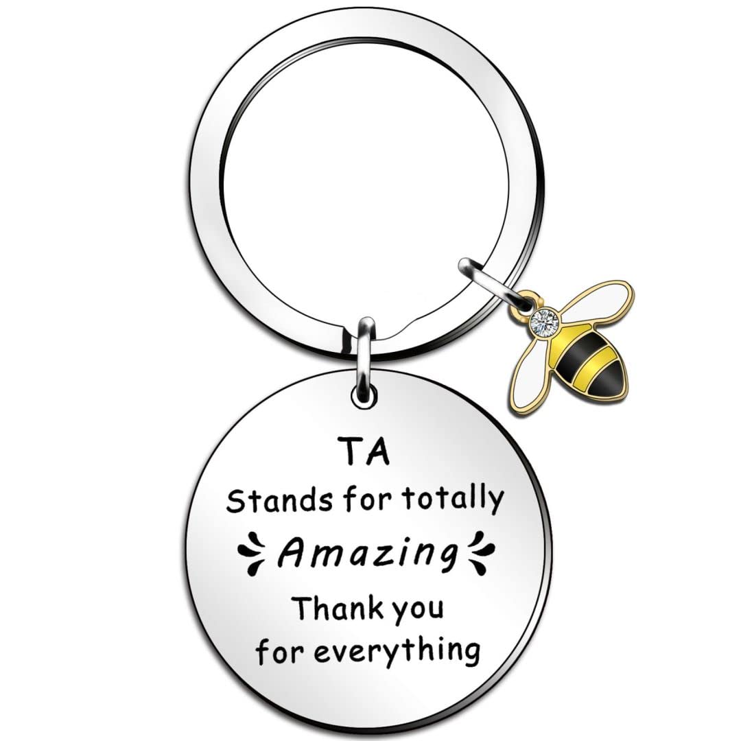SMARGO Thank You Best Teacher Assistant Gifts For Women Keyring Keychain TA Stands For Totally Amazing Thank You For Everything