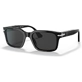Persol PO3272S Rectangle Sunglasses for Men for Women | In Black &amp; Honey. Polarized options available. Bonus kit: cleaning spray, cloth, screwdriver &amp; mirror. Premium acetate frame.