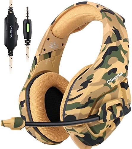 ONIKUMA Stereo Gaming Headset for PS4 Xbox One, Noise Cancelling Mic Over Ears Gaming Headphones with Microphone for Nintendo Switch PlayStation 4 Laptop Smartphones and PC (Camouflage)