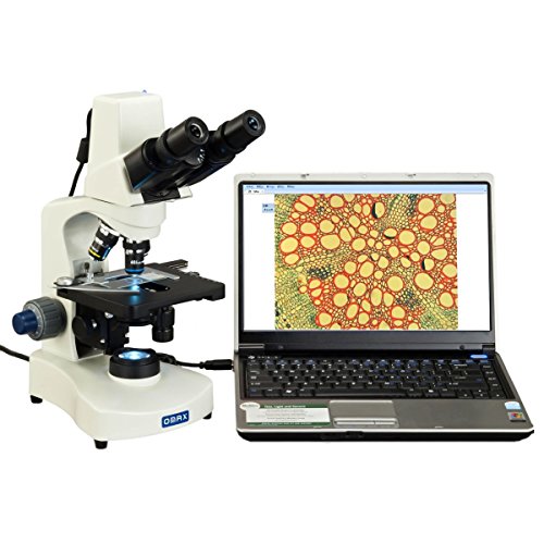 OMAX 40X-2000X Built-in 3MP Camera Binocular Compound LED Microscope+Blank Slides+Covers+Lens Paper