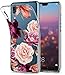 Huawei P20 Case, Huawei P20 Case with flowers, BAISRKE Slim Shockproof Clear Floral Pattern Soft Flexible TPU Back Cove for Huawei P20 [Purple Pink]