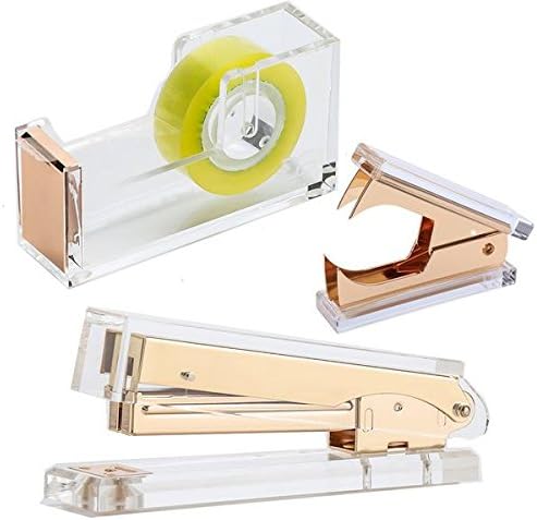 Acrylic Stapler+Staple Remover+Tape Dispenser (Gold / Rose Gold / Rainbow)