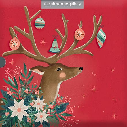 Box of 16 Christmas Decorated Reindeer Greeting Cards