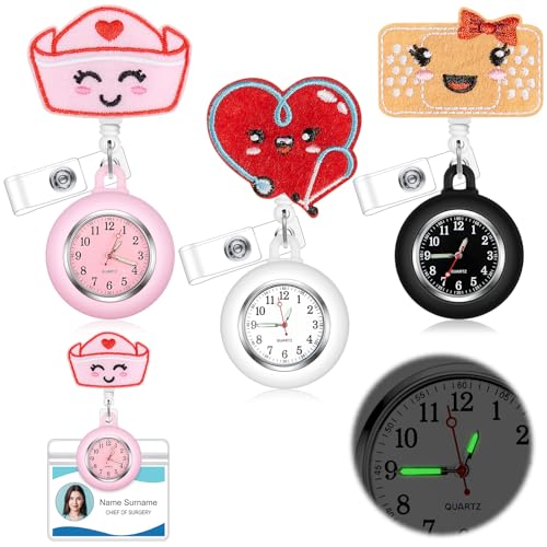 3 Set Nurse Watch Glow in The Dark Nursing Watch Clip on Pocket Badge Fob Pocket Lapel Brooch Decoration Badge Reel for Nursing Students Doctor Clinic Staff Thankgiving Christmas Appreciation Gift