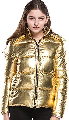 SLLSKY Girl's Glossy Puffer Down Jackets With Detachable Hood XXL