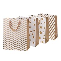 TTOYOUU Large Kraft Paper Gift Shopping Bags Geometrical Pattern,Wedding Party Favors Bags,Set of 8pcs