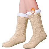yafeite Slipper Socks for Women with Grippers Non Slip, Winter Thick Thermal Fuzzy Socks, Warm Cozy Fleece-Lined House Sock
