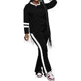 PINSV 2 Piece Sets for Women Fall Casual Outfits Long Sleeve Top and Flare Pants Lounge Sets Track suit